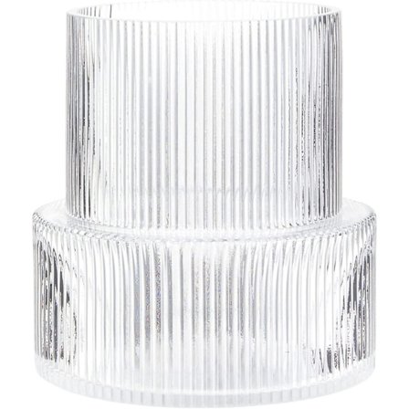 Klar glassvase, riflet vase, riflet glassvase, blomstervase, moderne vase for midtstykker, dekorativ vase for stue, spisebord, entré