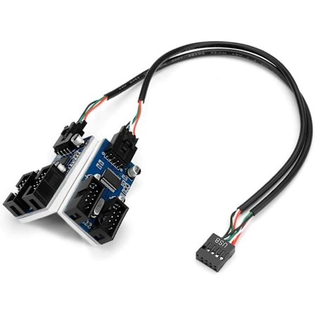 Motherboard USB 2.0 9-polet header 1 til 4 forlængerhub splitter-adapter