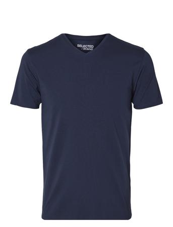 Slhnewpima Ss V-Neck Tee B T-shirts Short-sleeved Marineblå Selected Homme*Betinget Tilbud