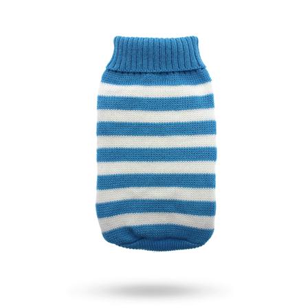 Urban Pup - Blue & White Candy Stripe Sweater - Stickad hundtröja - Hundtröja & hund t-shirt från Doggie.se
