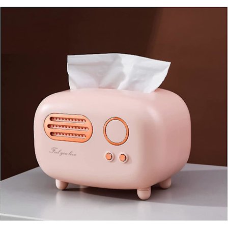 Retro Radio Formet Vevboksdeksel, Kreativ Gave (rosa)