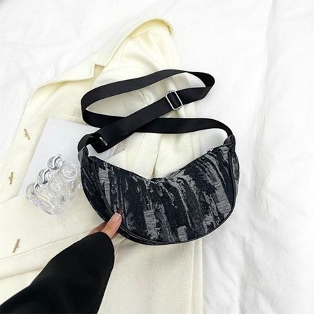 Denim Crossbody Bag Axel Messenger Bag SVART