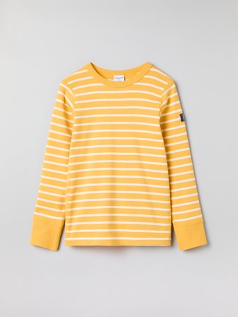 Polarn O. Pyret - Striped long-sleeve top - 128 - Childrenswear - yellow