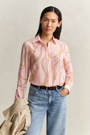 GANT Damen Bluse aus Baumwoll-Seiden-Mix (40) Rosa
