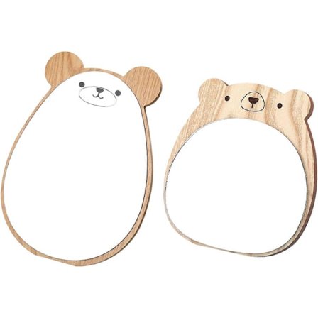 2 stycken oskärvbara akryl speglar Barnspegel Träram Super HD Bordsspegel Björndesign Smink Spegel (FMY)