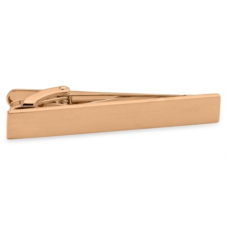 Novelle | Short Brushed Rose Gold-Tone Tie Bar for Men - Tie clips for skinny ties