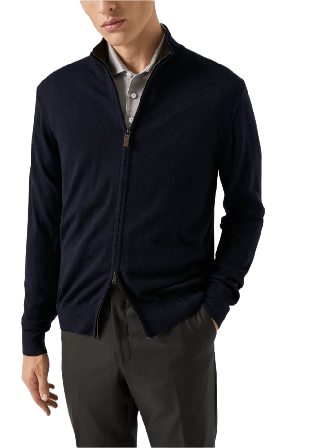 Eton Stickad Kofta Med Hel Dragkedja Tröjor Herr Blå L