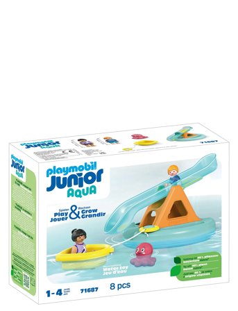 Junior Aqua Water Seesaw With Boat - 71687 Toys Playmobil Toys Playmobil 1.2.3 Aqua Multi/patterned PLAYMOBIL