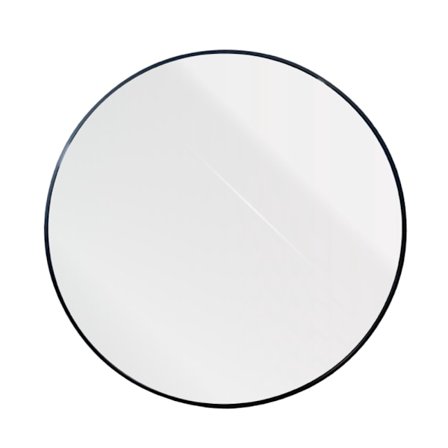 Rundt vægspejl, sort aluminiumsramme, 80x80cm