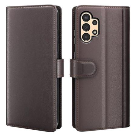 Folio Flip Äkta Läder Plånboksfodral Galaxy A13 4g - Brun
