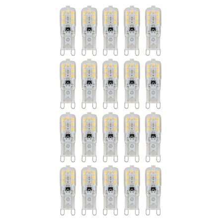 20 x G9 5W LED kapselpære dæmpbar erstatningspære AC220-240V, varm hvid-h