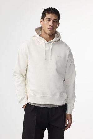 NN07 David 3014 Hoodie male White Organic Cotton