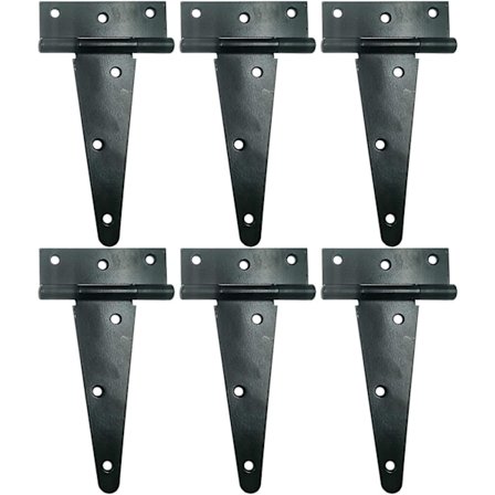 6 stk. kraftige T-hængsler T-hængsler T-strophængsler Skuret hængsler Port hængsler Lade hængsler Hegn hængsler Dør hængsler Smede Rustfri Alle 