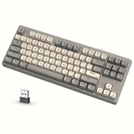 M87 Trådløst Gaming Tastatur, Trådløs 5.0/2.4GHz Med Dual Mode 2-i-1 Mottaker, 87 Taster TKL Regnbue LED Bakgrunnsbelyst Stille Tastatur For PC/Mac/