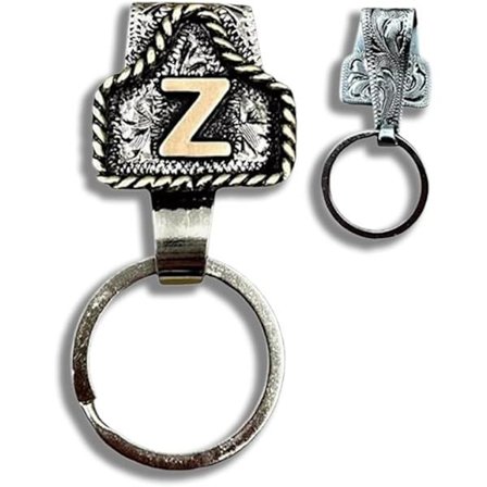 Cowboy Bokstav Nøkkelring, Vintage Bokstav Nøkkelring Klips, Z Initial Nøkkelringer for Bukselomme eller Belte for Menn Kvinner