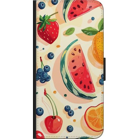 Kompatibel Tegnebogsetui til Samsung Galaxy Note10 Lite Legesyg frugtillustration med vandmelon, citrus, jordbær, kirsebær og bær