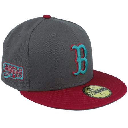 New Era - MLB Grå fitted Caps - Boston Red Sox Rusty Metal 59FIFTY World Series 07 Dark Gray/Cardinal Fitted @ Hatstore