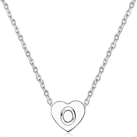 Halskjede med bokstav for kvinner i sølv med A-Z liten anheng hjerte initial halskjedetårn