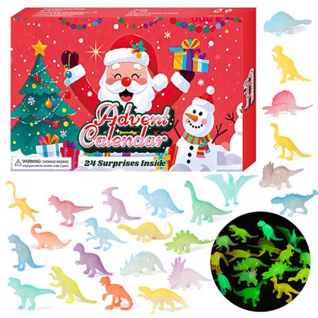 Adventskalender, juleblindboks, selvlysende dinosaur, 24 stk
