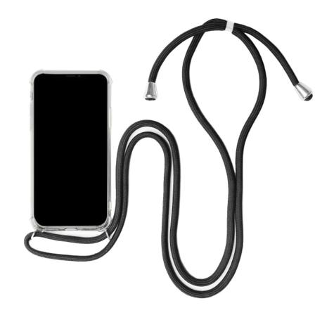 Mobilskal Med Halsrem För Samsung Galaxy A40 Silikon Stötsäker K Mörkgrå