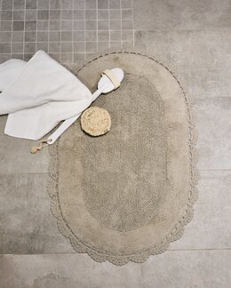 Baderomsmatte Lotta oval med heklet kant Lin
