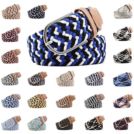 Bælte i lærred 23 mønstre størrelse W26-W36 stretch justerbar længde: