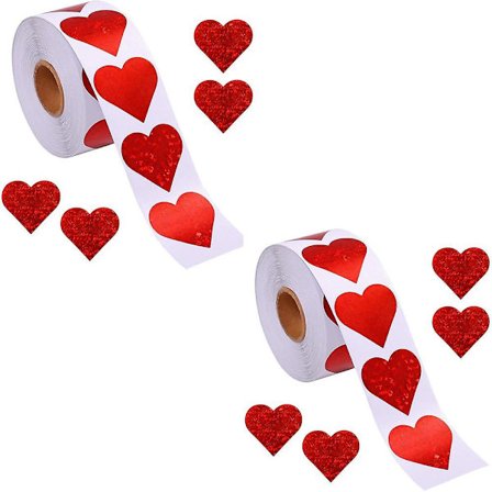 Julemærkater, 1000 stk. Hjerteklistermærke Selvklæbende Juledesign Klistermærke Kuvertmærke Slikpose Forseglingsetiket Dekor, DIY Dekor Klistermærker 