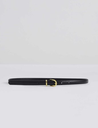 Malina Blair Thin Leather Belt - Black - 90 x 90