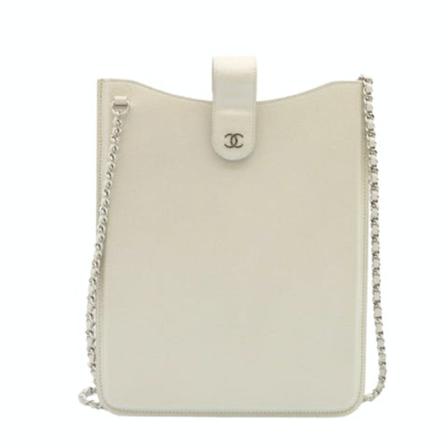 Chanel Vintage, Pre-owned Leather Shoulder Bag Wit, Dames, Maat:ONE Size,leer