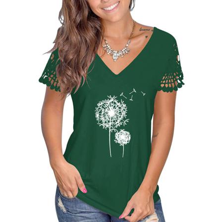 Kortärmad T-shirt För Kvinnor V-ringad S