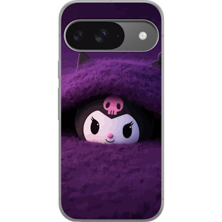 Yhteensopiva Puhelinkuori Google Pixel 9 Pro Kuromi lilassa pörröisessä ympäristössä, jossa on salaperäinen kawaii-suunnittelu.