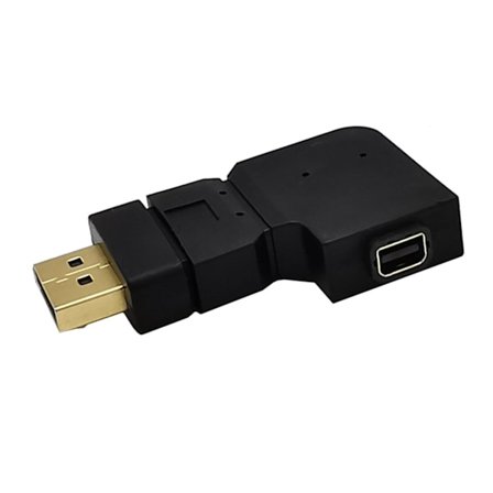 90 graders DisplayPort till Mini DisplayPort videokabeladapter DP hane till mini DP hona UPP/NER/VÄNSTER/HÖGER Vinklad Svart