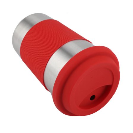 500 ml kopp i rustfritt stål med silikonbeskyttelse og lokk Varmeisolerende vannflaske (rød)