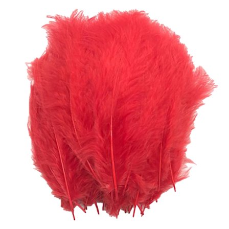 50 stk. røde kalkunfjer - smukke, bløde fjer til gør-det-selv-håndværk og smykkefremstilling