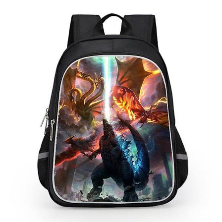 Godzilla Print School Bag Kids Waterproof Backpack #1 Y