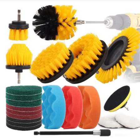 Iso pakkaus Porakone Hankausharjat ja Puhdistusharjat jatkeella