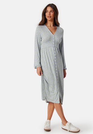 BUBBLEROOM V-neck Midi Button Dress Klær