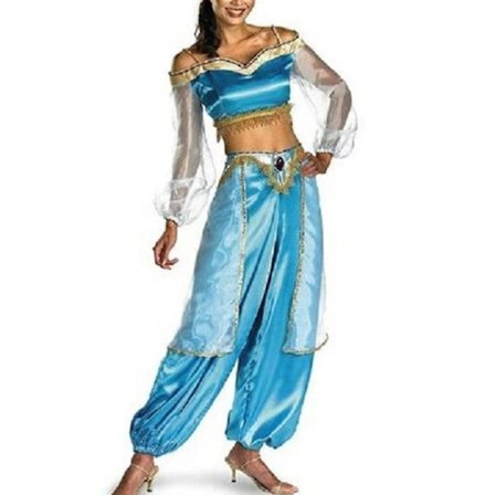 Naisten Halloween Aladdin Jasmine Prinsessa Naamiaisasu Karnevaali Cosplay Puku Sininen Vihreä S