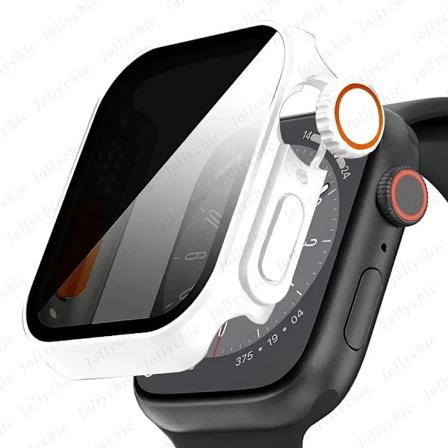 Case För Äppelklocka Apple Watch Series9/8/7/6/5/4 Se 44 45 41 40Mm Byte Till Ultra Sekretess Härdat Glas Scr Een Skydd White Series 456 SE44mm