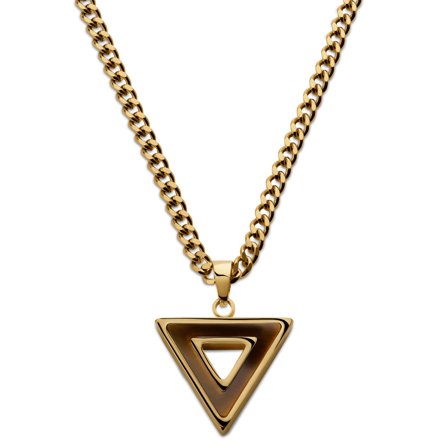 Cruz | Gold-Tone Tiger’s Eye Triangle Necklace for Men - Steel necklaces