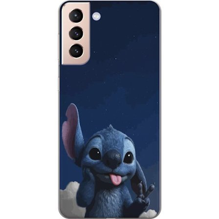 Yhteensopiva Puhelinkuori Samsung Galaxy S21 Stitch Disney yö taivas sininen avaruusolento Lilo ja Stitch hahmo söpö piirretty kawaii juliste rauhanme