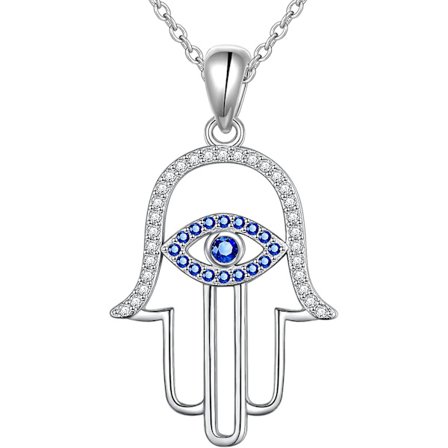 Øjenvedhæng Halskæde 925 Sølv Øje Hamsa Hånd Halskæder Ojo Fint Smykke Jubilæum Bir