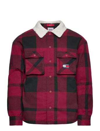 Tjm Check Sherpa Lined Overshirt Overshirts Rød Tommy Jeans*Betinget Tilbud