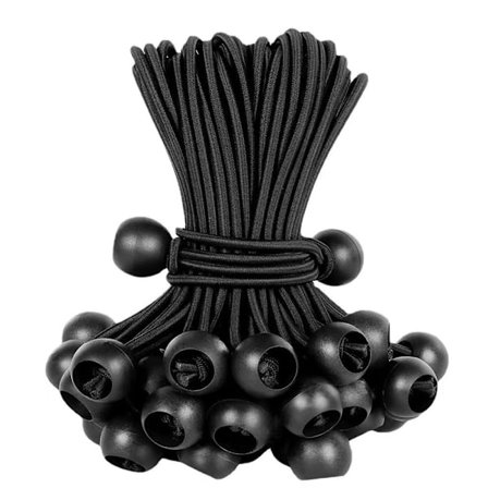 50-pak Lange Elastiksnorer med Spænde til Telte, Bannere og Presenninger