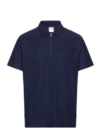 Selected | Slhrelax-Plisse Half Zip Ss Polo Ex | M