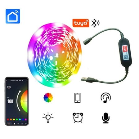 Smarta USB LED-lyskæder Musiksynkronisering APP-styring 3 m