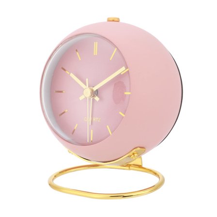 Stille vekkerklokke med lys, skrivebordsklokke for soverom (rosa)