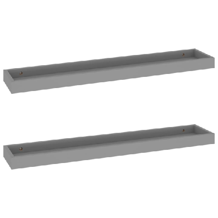 Vidaxl Vägghyllor Med Kant 2 St Grå 80x15x4 Cm Mdf Grå