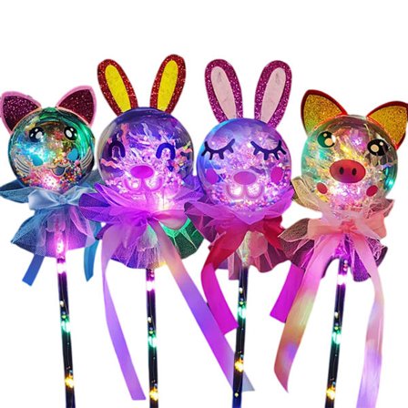 Glödande trollstav för barn tecknad leksak 3 ljuslägen Glödande pinne Flickas glänsande födelsedagspresentsticka