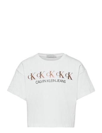 Ck Repeat Foil Boxy T-Shirt T-shirts Short-sleeved Hvit Calvin Klein